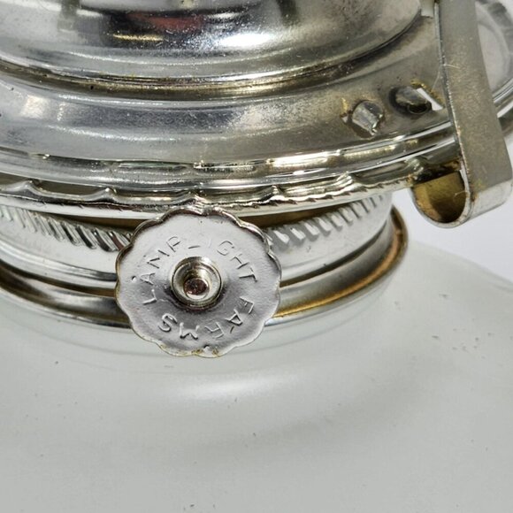 Frosted Glass Lamplight Farms Oil Lamp Embossed Floral Details Clear Chimney VTG - Picture 8 of 12